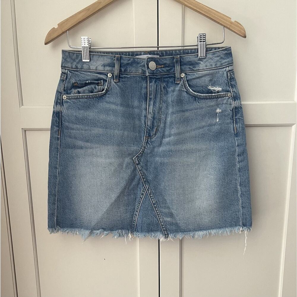 Loft Frayed Denim Skirt size S blue NWOT